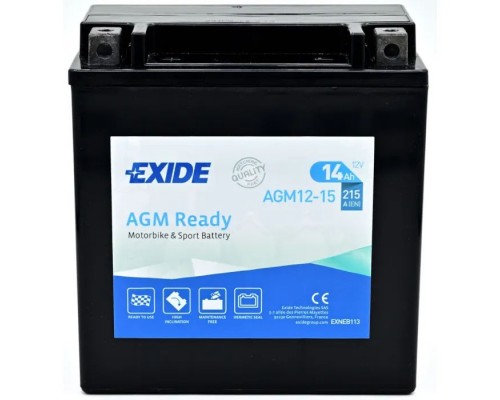 Акумулятор автомобільний EXIDE Мото Ready AGM 14Ah (+/-) (215EN) (AGM12-15)