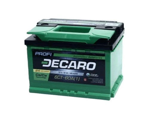 Акумулятор автомобільний DECARO 60Ah-12v PROFI L,EN600 (6СТ-60 А3 (1) PRO)