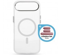 Чохол до мобільного телефона Armorstandart Unit MagCase Apple iPhone 17 Air Clear Silver + Pink Button Set (ARM90584)