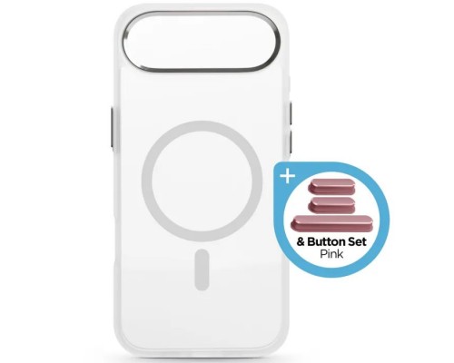 Чохол до мобільного телефона Armorstandart Unit MagCase Apple iPhone 17 Air Clear Silver + Pink Button Set (ARM90584)