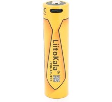 Акумулятор 18650 3500mah (3400-3500mah), 3.7V(2.7-4.2V), Type-C, 72*18.6mm, Yellow Liitokala (USB-18-T35)