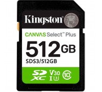 Карта пам'яті Kingston 512GB SDXC class 10 UHS-I U3 V30 A1 Canvas Select Plus (SDS3/512GB)