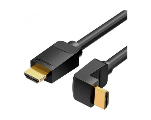 Кабель мультимедійний HDMI M to HDMI M 1.5m V2.0 4K60Hz 90° corner PVC black Vention (AARBG)