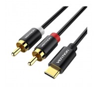 Кабель мультимедійний USB-C M to 2xRCA M 1.5m black Vention (BGDBG)