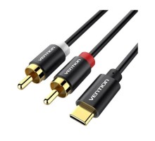 Кабель мультимедійний USB-C M to 2xRCA M 1.5m black Vention (BGDBG)