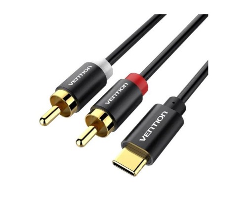 Кабель мультимедійний USB-C M to 2xRCA M 1.5m black Vention (BGDBG)