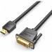 Кабель мультимедійний HDMI M to DVI M 1.5m 24+1pin 4K60Hz black Vention (ABFBG)