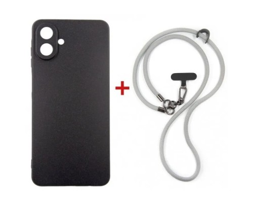 Чохол до мобільного телефона Dengos Case + Cross-body Strap Samsung Galaxy A07 Black+Grey (DG-KM-CCRB-15)