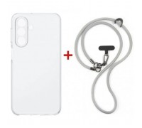 Чохол до мобільного телефона Dengos Case + Cross-body Strap Samsung Galaxy A37 Clear+Grey (DG-KM-CCRB-05)