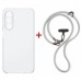 Чохол до мобільного телефона Dengos Case + Cross-body Strap Samsung Galaxy A37 Clear+Grey (DG-KM-CCRB-05)