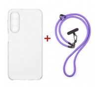 Чохол до мобільного телефона Dengos Case + Cross-body Strap Samsung Galaxy A37 Clear+Purple (DG-KM-CCRB-06)