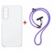 Чохол до мобільного телефона Dengos Case + Cross-body Strap Samsung Galaxy A37 Clear+Purple (DG-KM-CCRB-06)