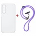 Чохол до мобільного телефона Dengos Case + Cross-body Strap Samsung Galaxy A37 Clear+Purple (DG-KM-CCRB-06)
