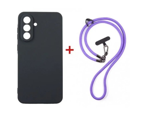 Чохол до мобільного телефона Dengos Case + Cross-body Strap Samsung Galaxy A57 Black+Purple (DG-KM-CCRB-10)