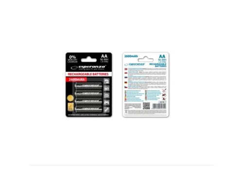 Акумулятор Esperanza AA 2600mAh Ni-MH * 4 mix of colors (EZA106)