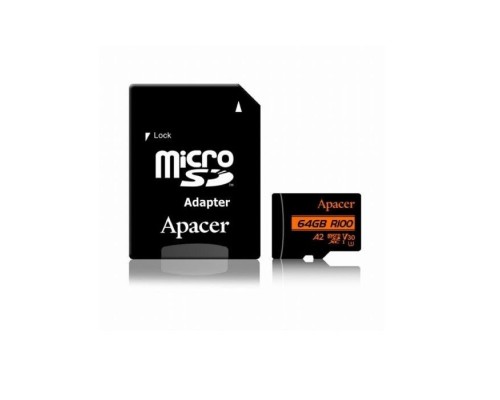 Карта пам'яті Apacer 64GB microSD class 10 UHS-I U3 (AP64GMCSX10U8-R)