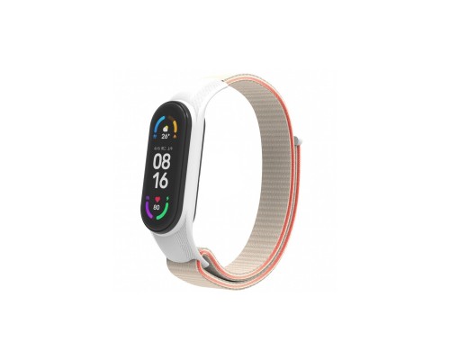 Ремінець до фітнес браслета Armorstandart нейлоновий для Xiaomi Mi Band 7/6/5/4 White/Red (ARM67846)