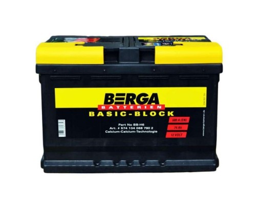 Акумулятор автомобільний Berga Basicblock 74Ah Ев (-/+) (680EN) (5741040687902)