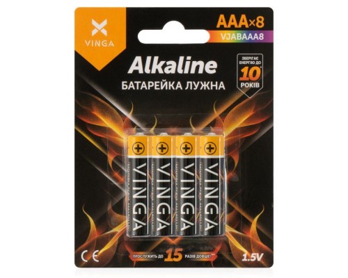 Батарейка AAA LR03 Alkaline 8pcs Blister Vinga (VJABAAA8)