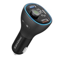 FM модулятор Promate PowerTune 38w USB-A OTG/USB-A QC3.0/USB-C PD Black (powertune-38w.black)