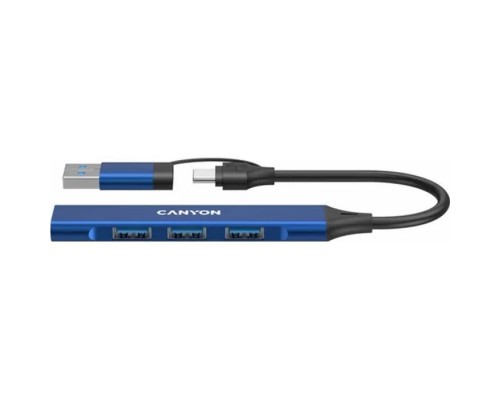 Концентратор Canyon hub DS-02 4in1 USB-A/C Blue (CNS-TDS02BL)