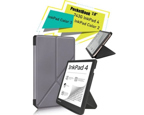 Чохол до електронної книги BeCover Ultra Slim Origami PocketBook 743G InkPad 4/InkPad Color 2/InkPad Color 3 (7.8") Gray (713087)