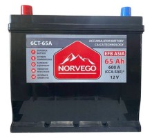 Акумулятор автомобільний NORVEGO ВЕСТА Asia EFB 65A +лів (1) (600 пуск)