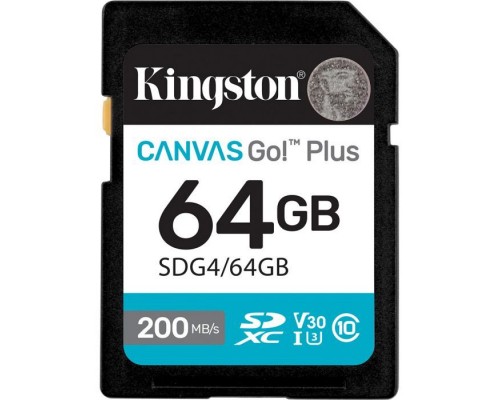 Карта пам'яті Kingston 64GB SDXC сlass 10 UHS-I U3 V30 Canvas Go Plus G4 (SDG4/64GB)