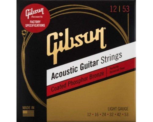 Струни для гітари Gibson SAG-CPB12 Coated Phosphor Bronze Acoustic Guitar Strings Light (12-53) (230472)