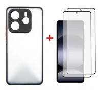 Чохол до мобільного телефона Dengos Kit Xiaomi Redmi Note 14 5G Matte + 2 pcs glass (Black) (DG-CTG2P-01)