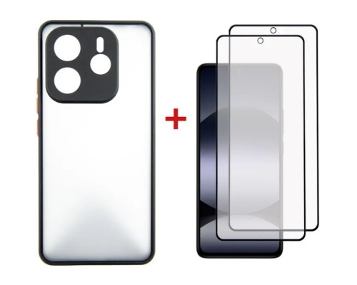 Чохол до мобільного телефона Dengos Kit Xiaomi Redmi Note 14 5G Matte + 2 pcs glass (Black) (DG-CTG2P-01)