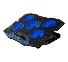 Підставка до ноутбука IceCoorel 10-15", 1*125mm 1400 RPM + 4*70mm 2500 RPM, 2*USB, 365x297x30mm, Blue (K5Bl)