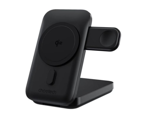 Батарея універсальна Choetech Magnetic Wireless 10000mAh 20W, PD, Qi-2 15W, USB-C, Lightning, Apple Watch charger (B750-CCBK)