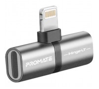 Перехідник Lightning M to 2xLightning F Audiо + Charge Promate (ihinge-lt.grey)