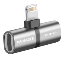 Перехідник Lightning M to 2xLightning F Audiо + Charge Promate (ihinge-lt.grey)