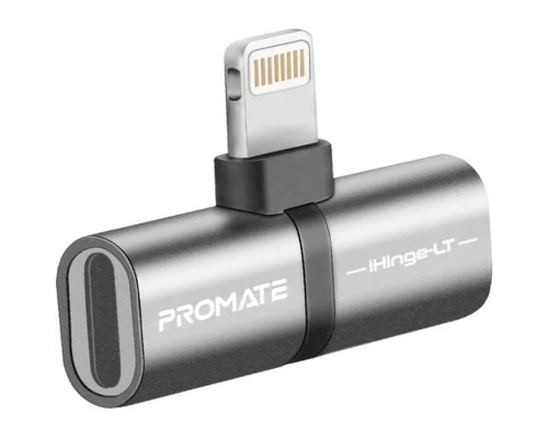 Перехідник Lightning M to 2xLightning F Audiо + Charge Promate (ihinge-lt.grey)