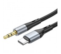 Кабель мультимедійний USB-C to 3.5mm M 1.0m silicone black HOCO (6931474769497)