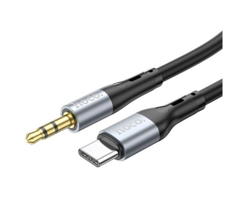 Кабель мультимедійний USB-C to 3.5mm M 1.0m silicone black HOCO (6931474769497)