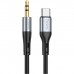 Кабель мультимедійний USB-C to 3.5mm M 1.0m silicone black HOCO (6931474769497)
