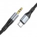 Кабель мультимедійний USB-C to 3.5mm M 1.0m silicone black HOCO (6931474769497)