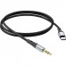 Кабель мультимедійний USB-C to 3.5mm M 1.0m silicone black HOCO (6931474769497)