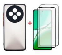 Чохол до мобільного телефона Dengos Oppo Reno 12F 4G Case Matte + 2 Glass (Black) (DG-CTG2P-19)