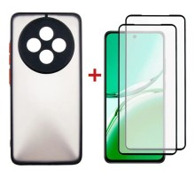 Чохол до мобільного телефона Dengos Oppo Reno 12F 4G Case Matte + 2 Glass (Black) (DG-CTG2P-19)