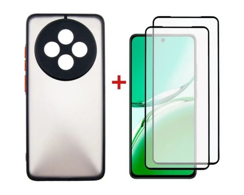 Чохол до мобільного телефона Dengos Oppo Reno 12F 4G Case Matte + 2 Glass (Black) (DG-CTG2P-19)