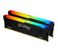 Модуль пам'яті для комп'ютера DDR4 16GB (2x8GB) 3200 MHz Beast Black Kingston Fury (ex.HyperX) (KF432C16BB2AK2/16WP)
