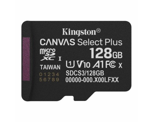 Карта пам'яті Kingston 128GB microSDXC class 10 UHS-I V10 A1 Canvas Select Plus (SDCS3/128GBSP)