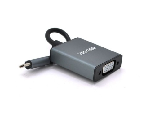 Перехідник USB-C M to VGA F 0.1m black VEGGIEG (TV-S/B/19906)