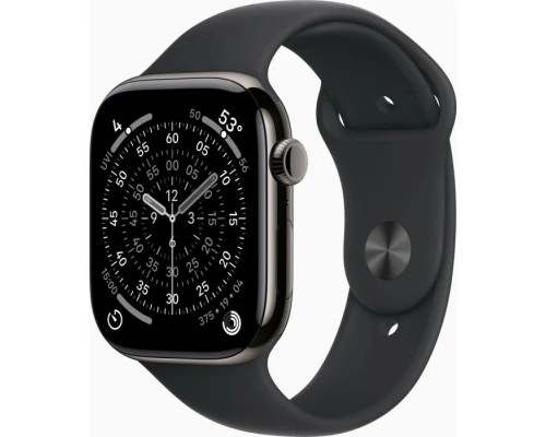Смарт-годинник Apple Watch Series 11 GPS + Cellular 46mm Slate Titanium Case with Black Sport Band - M/L (MFD24RK/A)