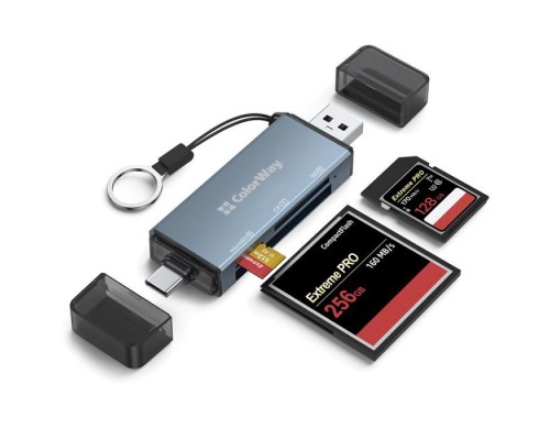 Зчитувач флеш-карт ColorWay USB 2.0/USB-C to CF/SD/MicroSD (CW-CR-01)