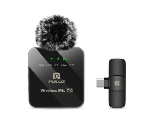Мікрофон Puluz для телефону приймач Type-C Black (PU646B)